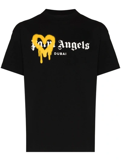 Shop Palm Angels Logo-print Sprayed T-shirt In Black