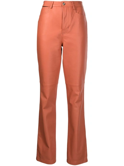 Shop Proenza Schouler White Label Straight-leg Leather Trousers In Orange