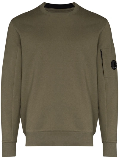 Shop C.p. Company Logo Strap Crew Neck Sweatshirt In Green