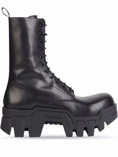 Shop Balenciaga Bulldozer Lace-up Boots In Black