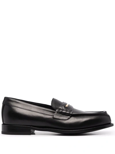 Shop Giuseppe Zanotti Euro Leather Loafers In Black