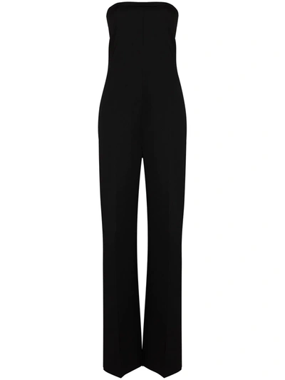 Shop Bottega Veneta Strapless Wide-leg Jumpsuit In Black