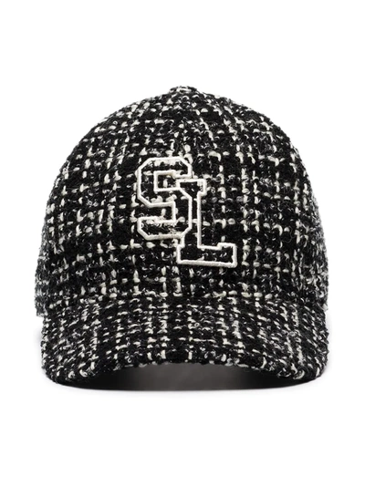 Shop Saint Laurent Sl Tweed Hat In Black