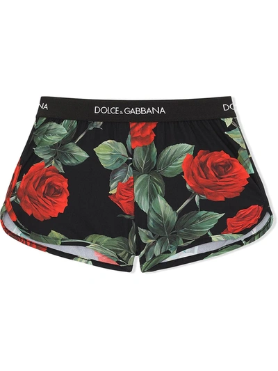 Shop Dolce & Gabbana Rose-print Swim Shorts In Pink