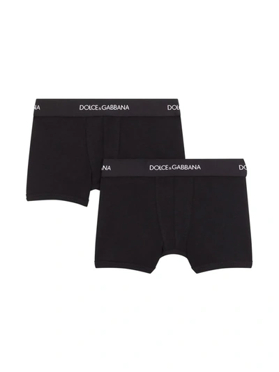 Shop Dolce & Gabbana Pack Of 2 Logo-waistband Boxer Shorts In Black