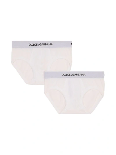 Shop Dolce & Gabbana Pack Of 2 Logo-waistband Boxer Shorts In White