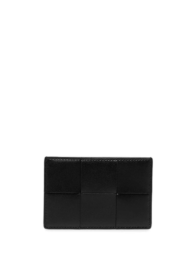 Shop Bottega Veneta Intrecciato Leather Cardholder In Black