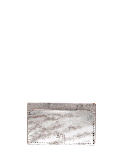 Porter-yoshida & Co Foil Logo-print Leather Wallet In Silver