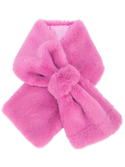 Shop Apparis Faux-fur Detail Scarf In Pink