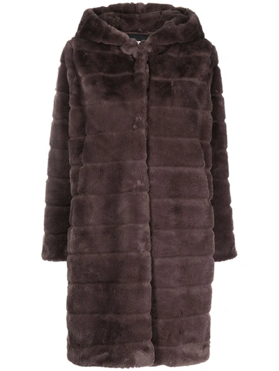 Shop Apparis Hooded Faux-fur Coat In Purple
