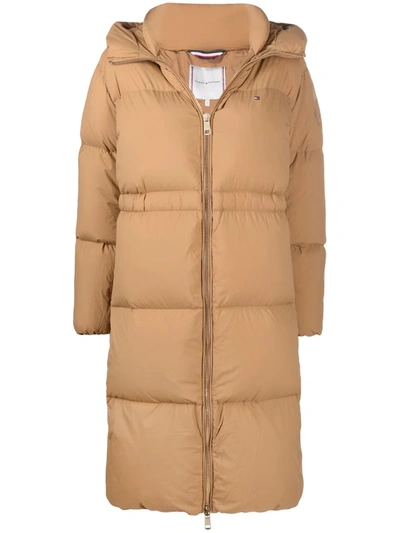 Shop Tommy Hilfiger Padded Hooded Coat In Neutrals
