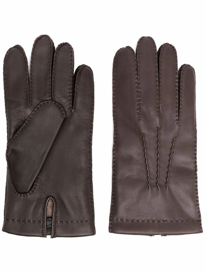 Shop Mackintosh Shaftesbury Leather Gloves In Brown