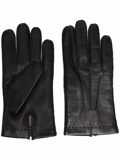 Shop Mackintosh Shaftesbury Leather Gloves In Black