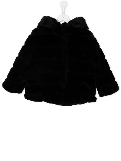 Shop Apparis Hooded Faux-fur Coat In Black