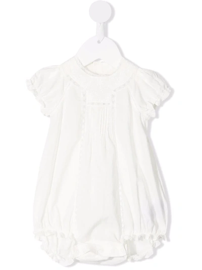 Bonpoint Embroidered Cotton Romper In White