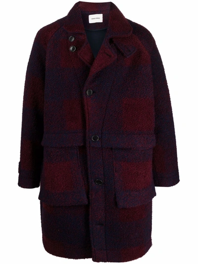 Shop Henrik Vibskov Mixer Check-print Single-breasted Coat In Red