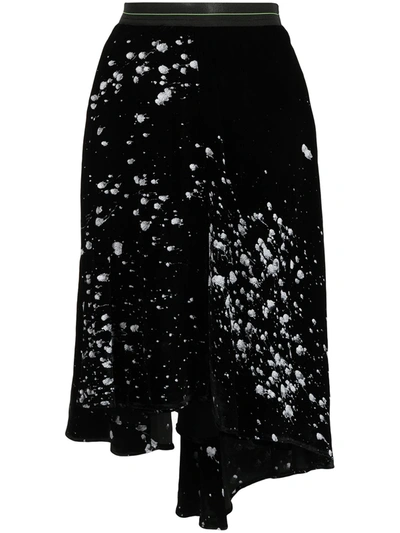 Shop Sankuanz Spray-paint Velour Skirt In Black