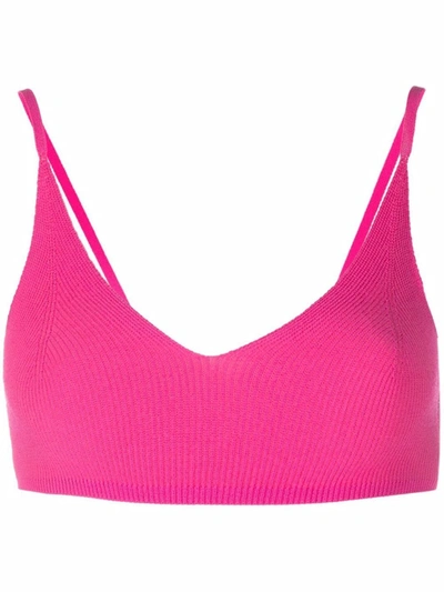Shop Jacquemus Le Bandeau Valensole Knitted Bralette In Pink