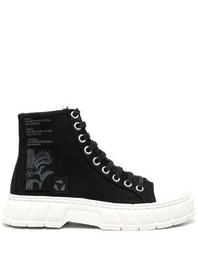 Shop Viron Patch Detail Canvas Sneakers In Black