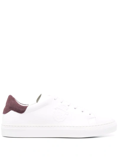 Shop Billionaire Crest Low-top Leather Sneakers In White