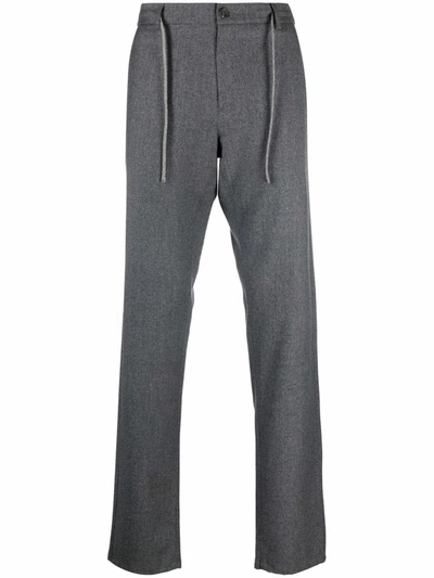 Shop Canali Wool Track Pants In Grey