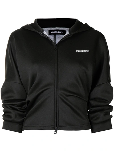 垂坠衣袖拉链连帽衫