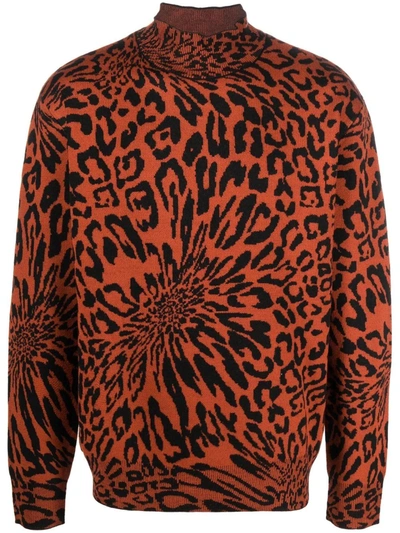 Shop Etudes Studio All-over Leopard Print Sweater In Orange