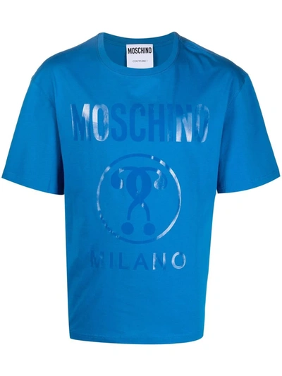 Shop Moschino Double Question Mark T-shirt In Blue