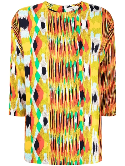 Pre-owned Celine 2000s Abstract Print Blouse In Multi