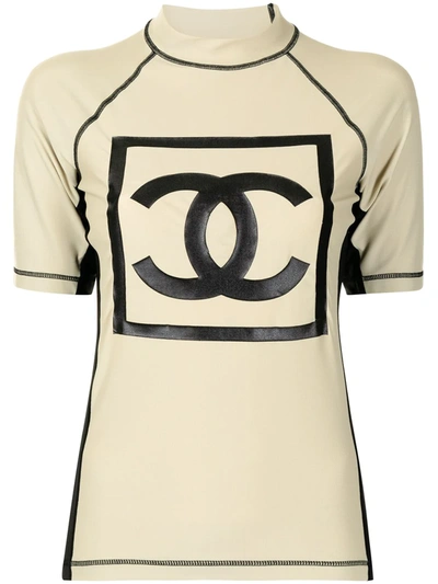 Pre-owned Chanel 2003 Sports Cc Patch T-shirt In White