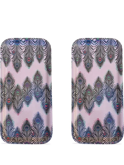 Les-ottomans X Matthew Williamson Peacock Tray Set In Multicolour