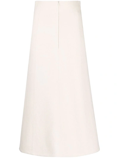 Shop Jil Sander Box-pleat Midi Skirt In White