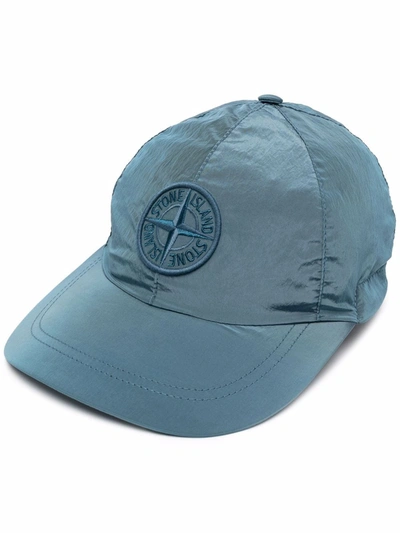 Shop Stone Island Embroidered Compass-logo Cap In Blue