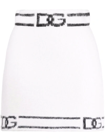 Shop Dolce & Gabbana Dg Knitted Skirt In White