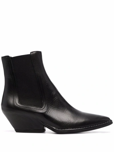 Shop Del Carlo Mid-heel Leather Boots In Black