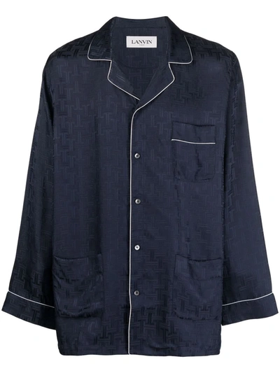 Shop Lanvin Logo-print Pajama Shirt In Blue