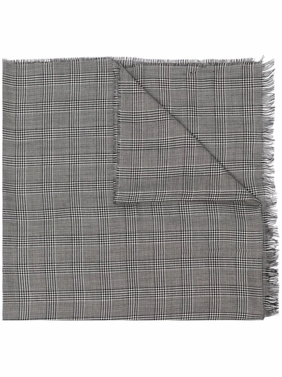 Shop Tom Ford Check-pattern Wool Scarf In Black