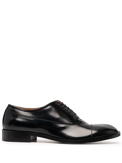 Maison Margiela Black Waxed Leather Oxfords In Black