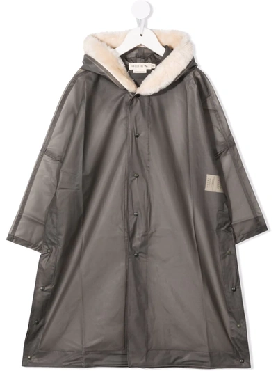 Shop Andorine Hooded Rain Coat In Grey