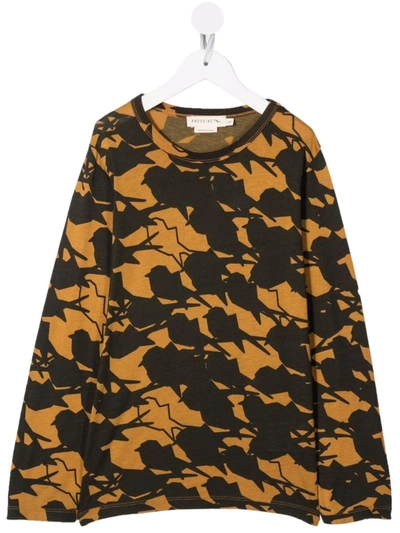 Shop Andorine Graphic-print Long-sleeve T-shirt In Yellow