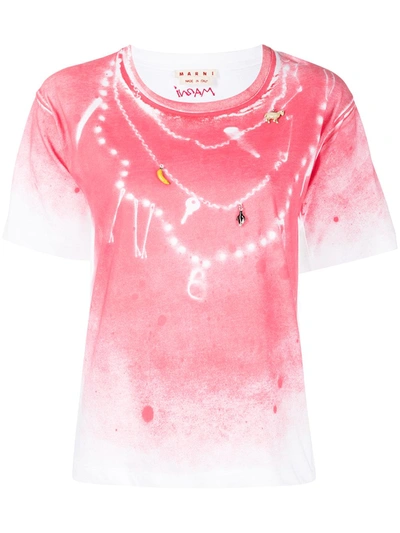 Shop Marni Spray Paint Embellished T-shirt In Pink