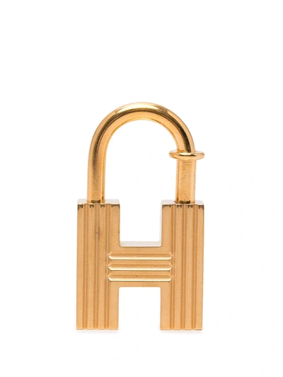 Pre-owned Hermes 2000  H Padlock Charm In Gold