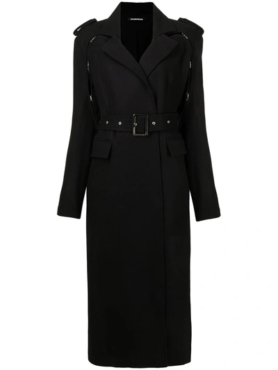 Shop Boyarovskaya Belted Long Trench Coat In Black