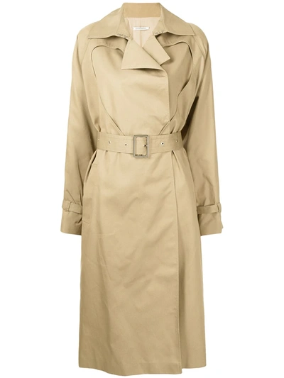 Shop Boyarovskaya Heart-cut Belted Trench Coat In Brown