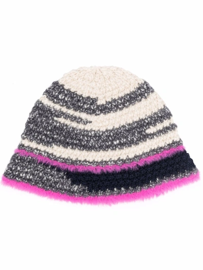 Shop Stella Mccartney Marled Knitted Bucket Hat In Neutrals