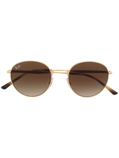 Shop Ray Ban Rb3681 Round-frame Sunglasses In Gold