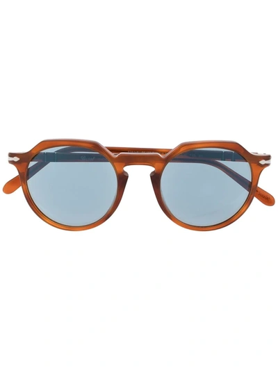 Shop Persol Round Tinted Sunglasses In Brown