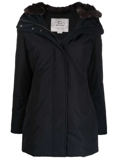Shop Woolrich Fitted Hooded Parka In Blue