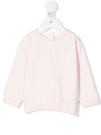 Shop Fendi Logo-print Crew Neck Sweatshirt In Pink