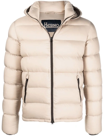 Shop Herno Padded Quilted Coat In Neutrals